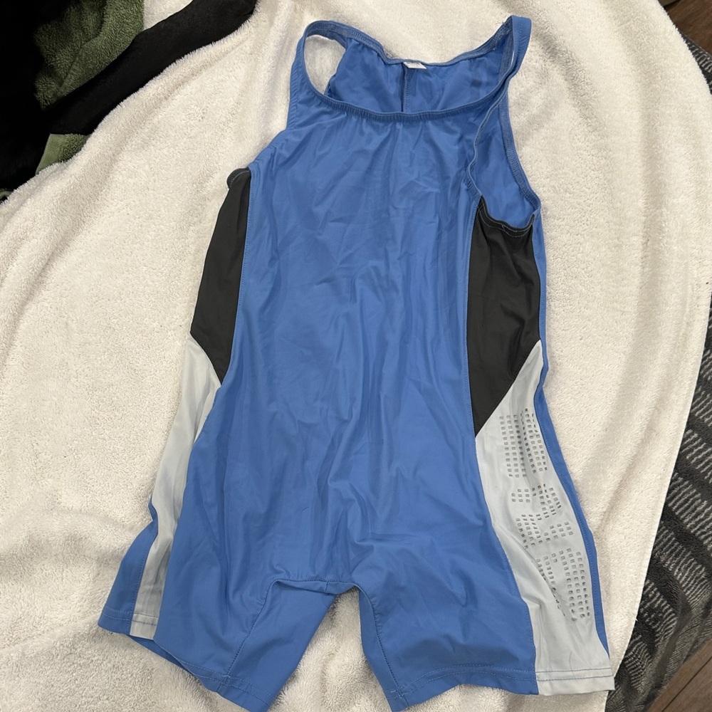 Men's Blue and Gray Athletic Singlet